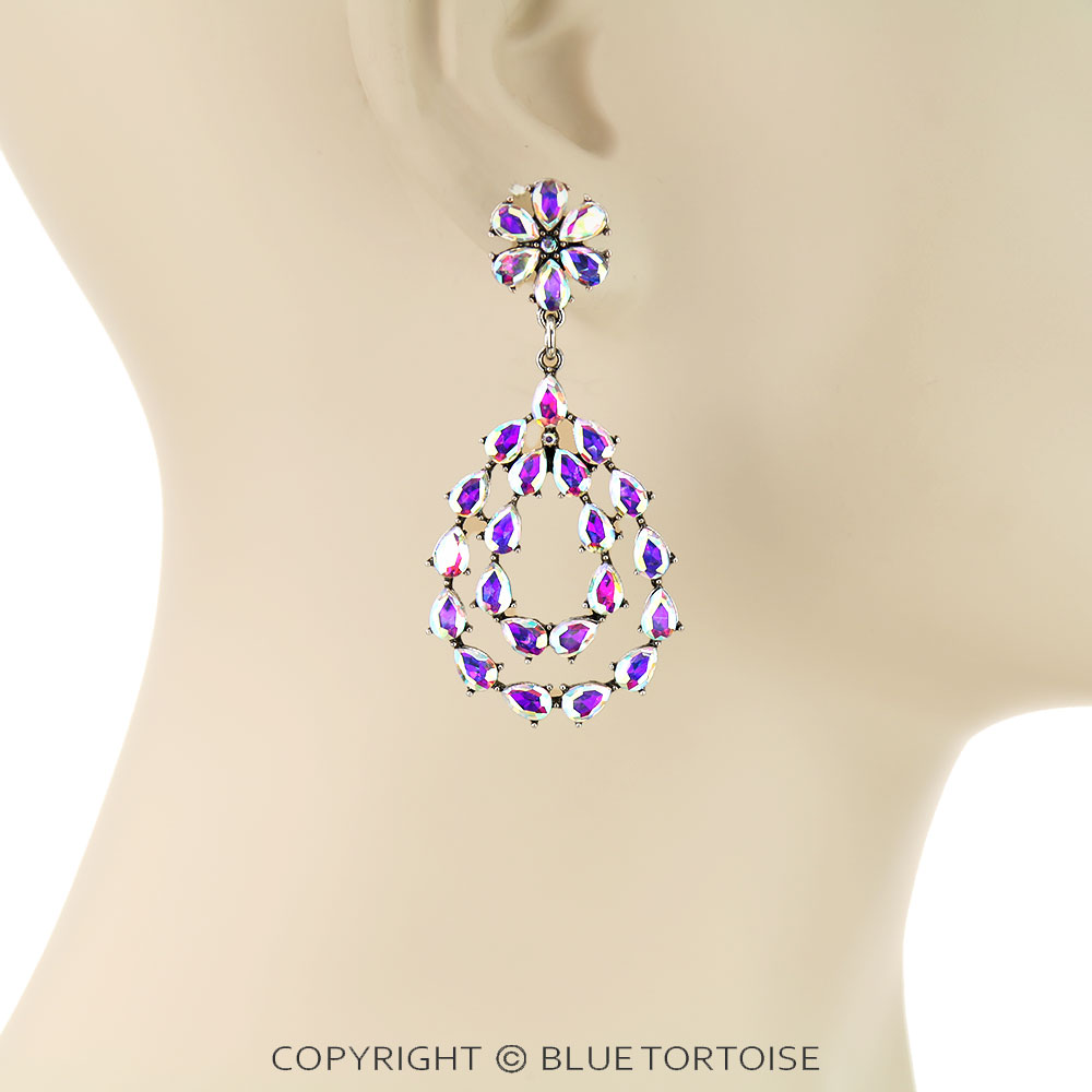 Western Teardrop Shape Stone Stud Earrings - Image 2