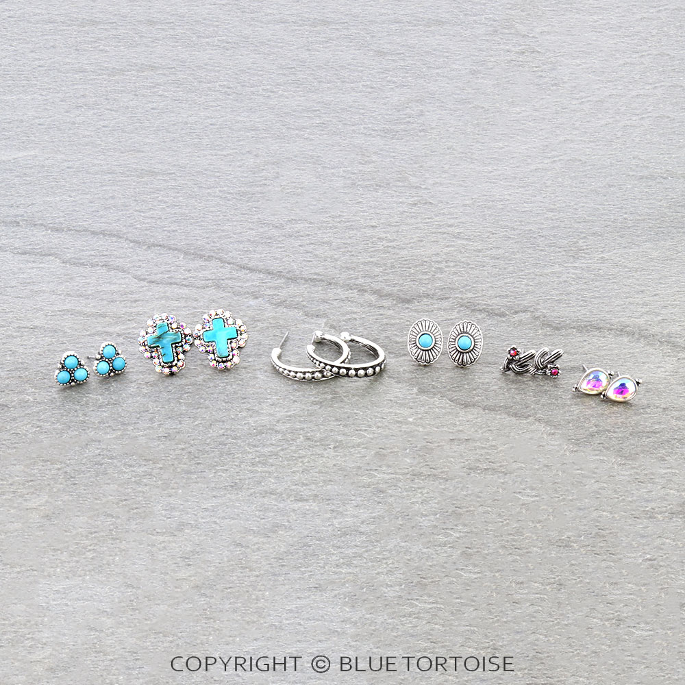 6 Pair Western Design Stud Earring Set - Image 4