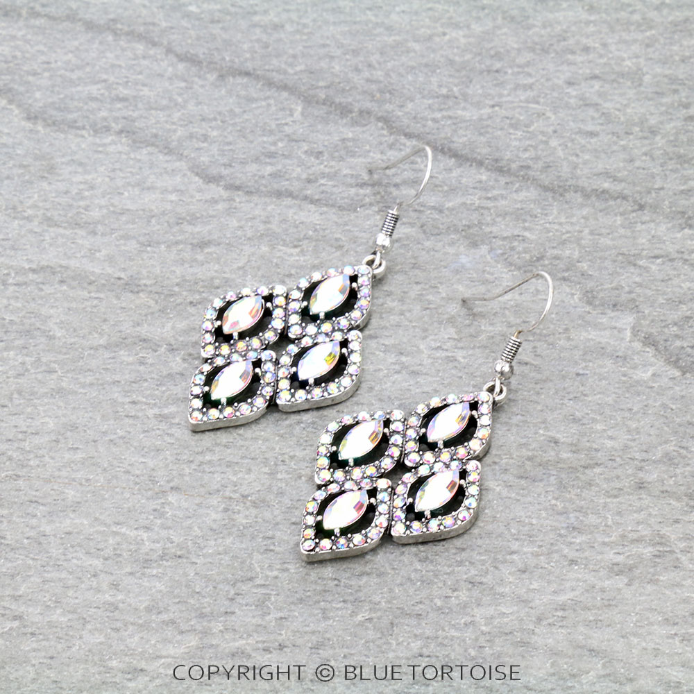 Western Diamond Shape Stone Dangle Earrings