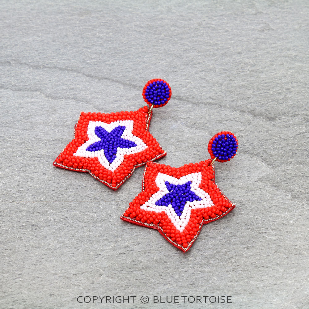 USA Star Seed Bead Stud Earrings