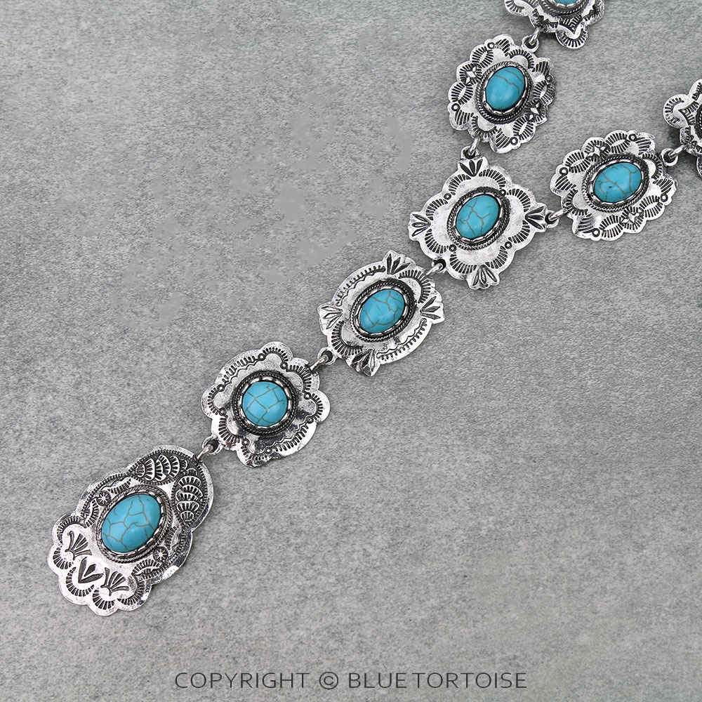 Western Concho Stone Y Necklace Set - Image 3