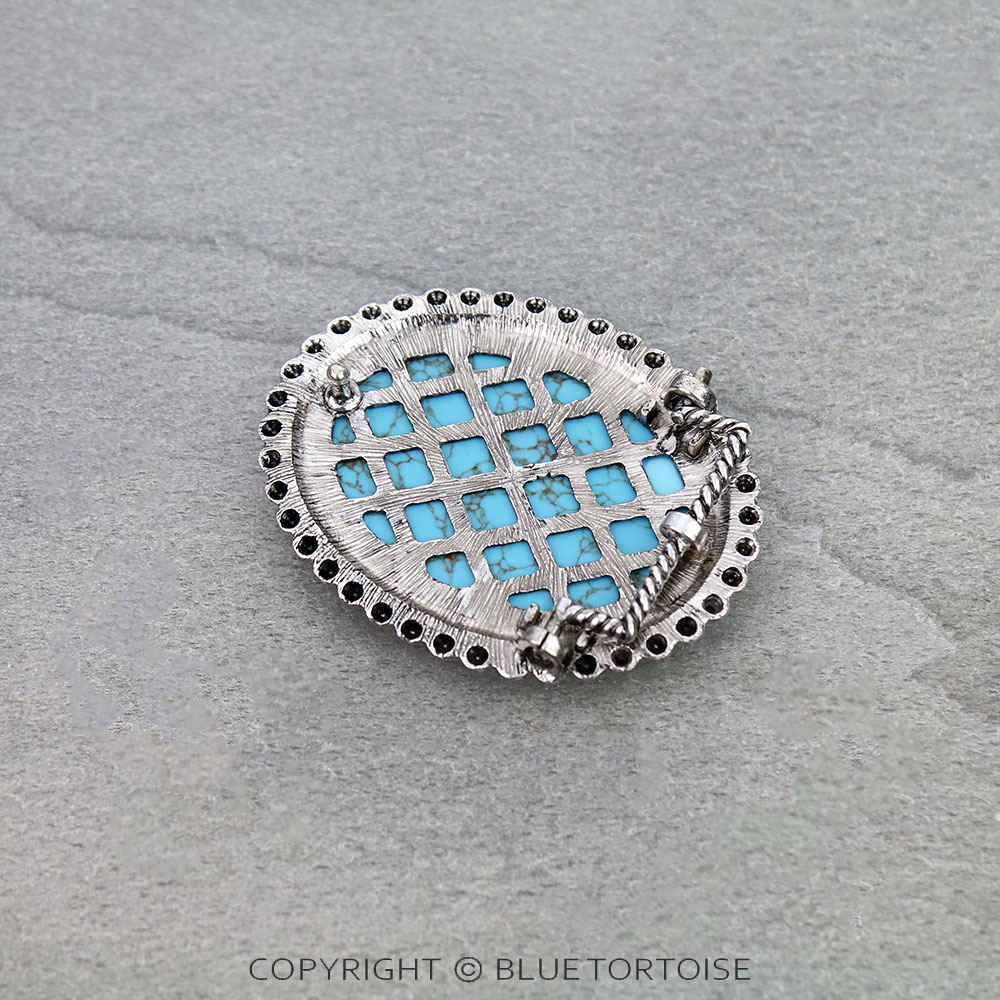 Western Large Oval Stone Belt Buckle - Image 2