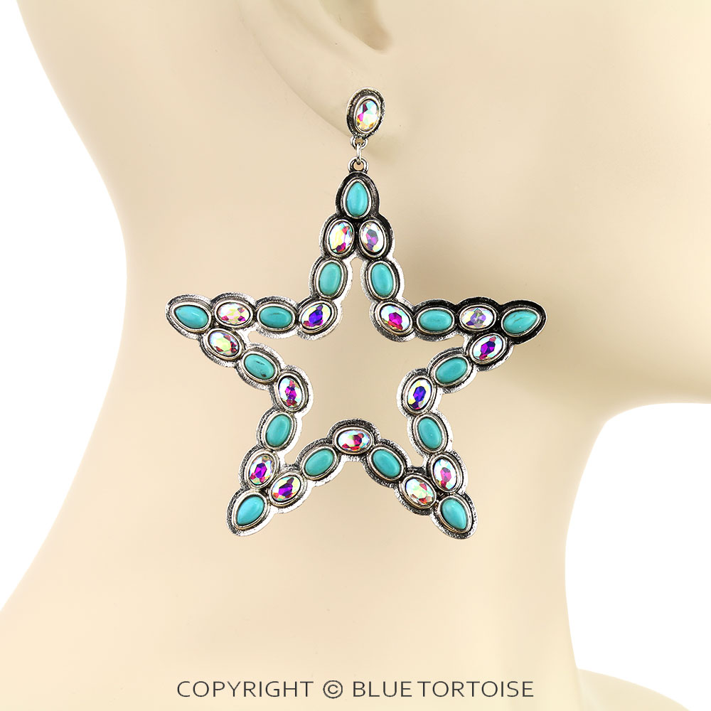 Western Star Stone Stud Earrings - Image 2
