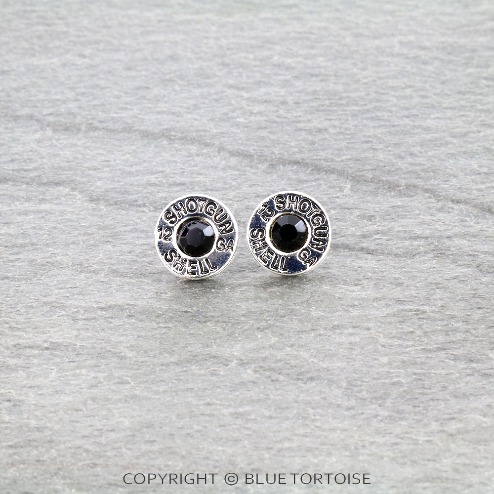 Shotgun Shell Rhinestone Post Earrings