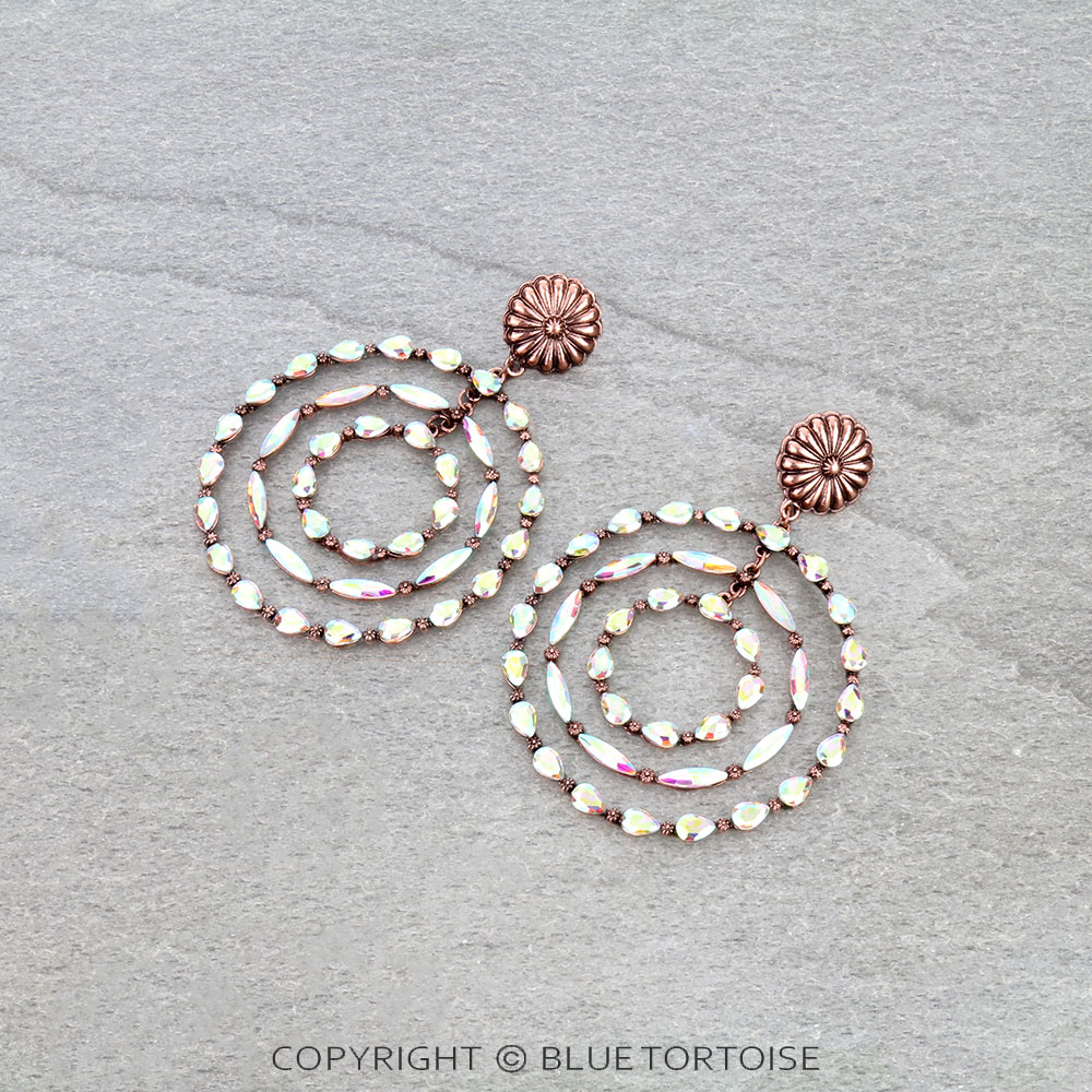 Round Stone with Concho Stud Earrings