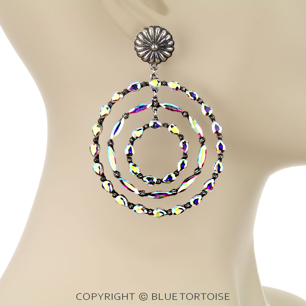 Round Stone with Concho Stud Earrings - Image 2