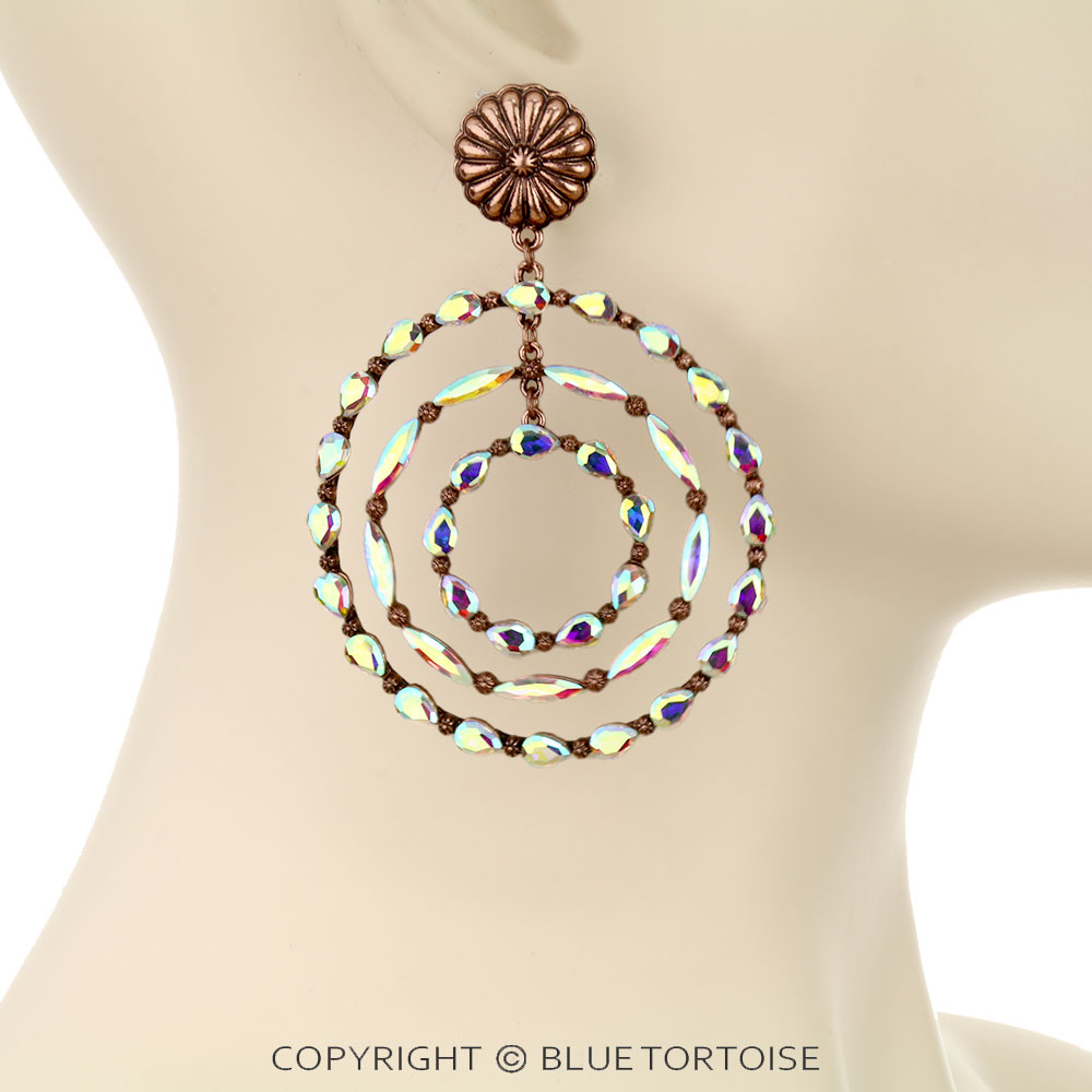 Round Stone with Concho Stud Earrings - Image 2