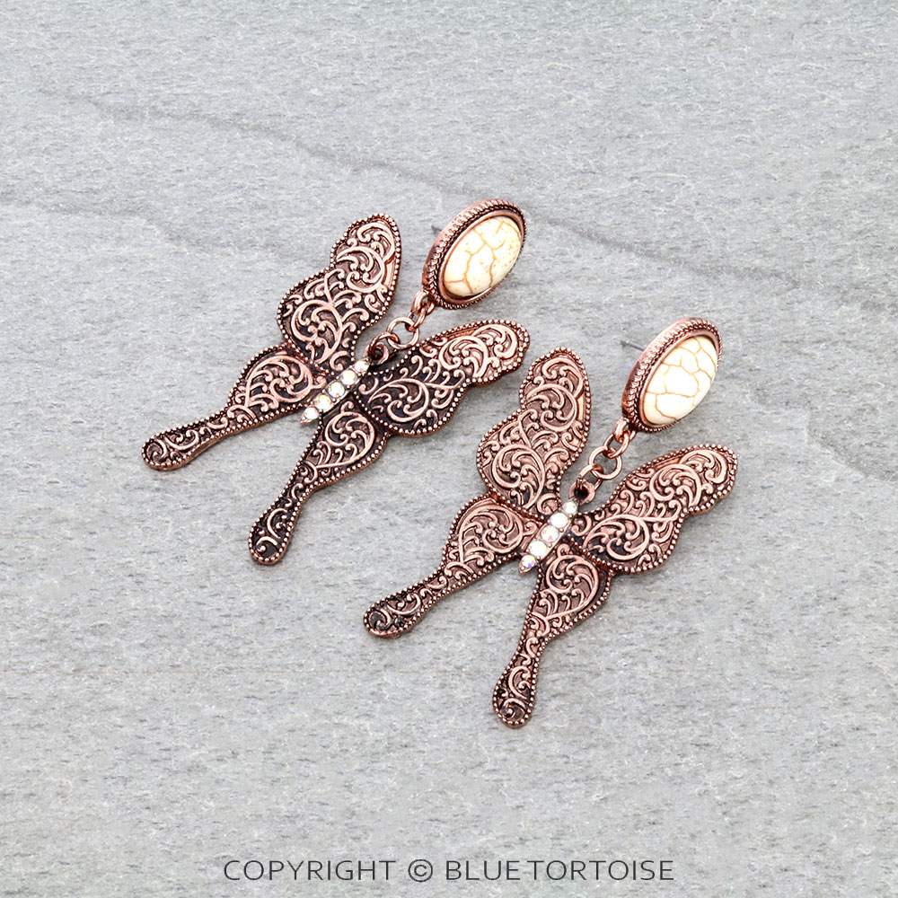 Western Butterfly Stone Stud Earrings