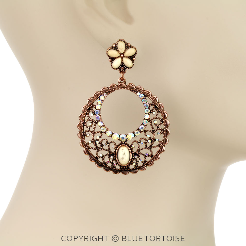 Western Style Stone Stud Earrings - Image 2