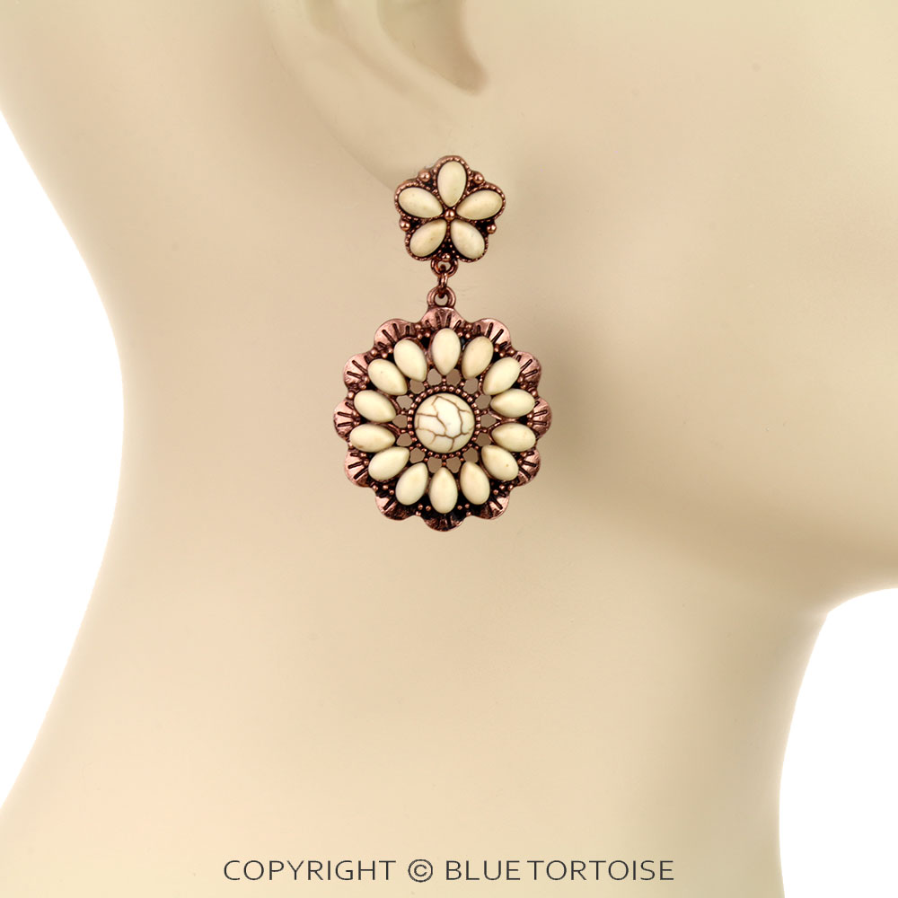 Western Concho Stone Stud Earrings - Image 2