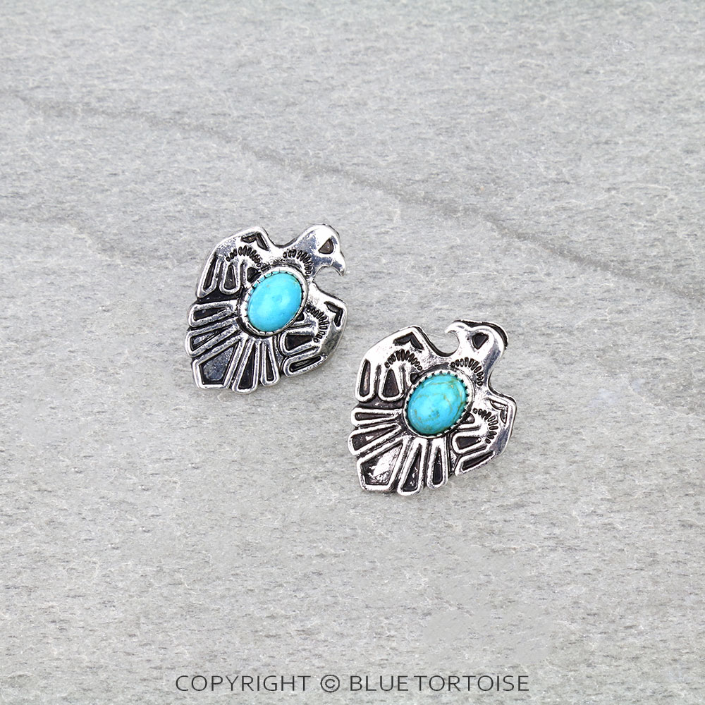 Western Thunderbird Stone Stud Earrings