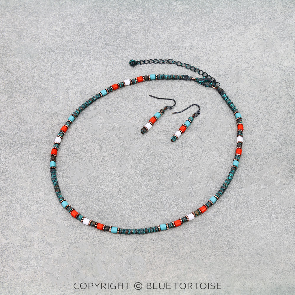 Navajo Style Pearl & Bead Necklace Set