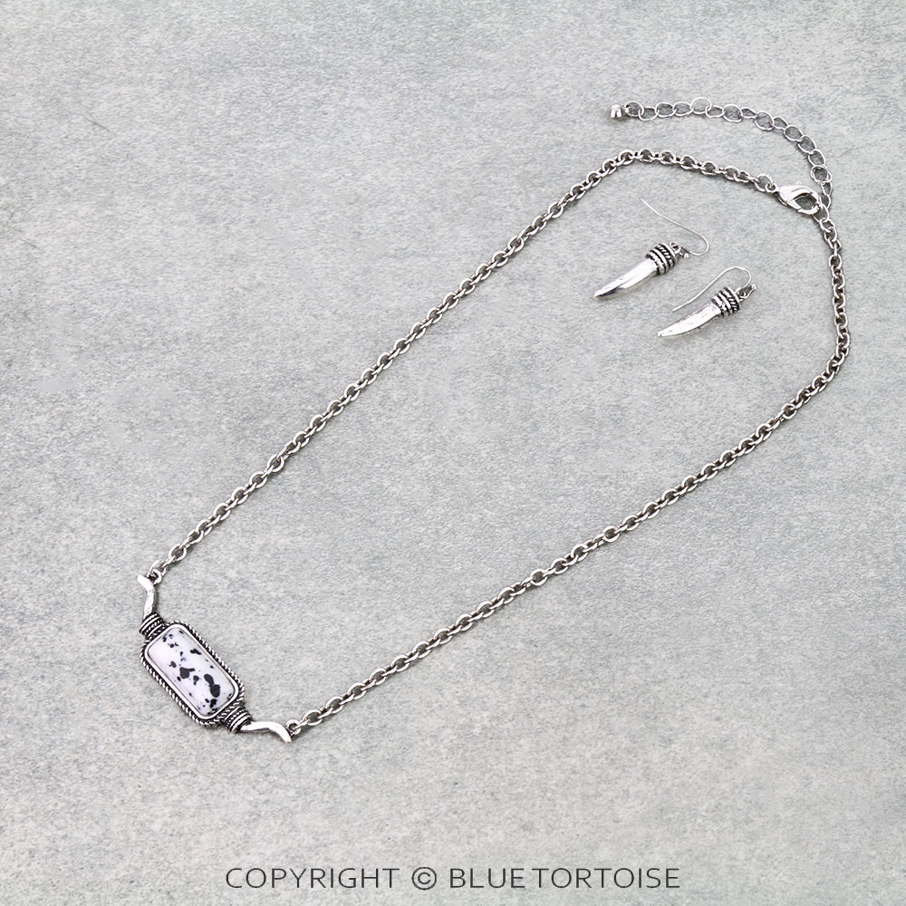Western Steer Horn Pendant Necklace Set