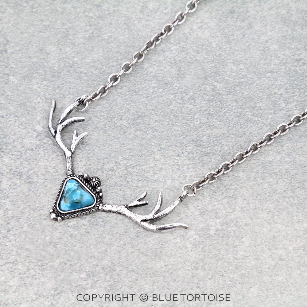 Western Elk Antlers Pendant Necklace Set - Image 3