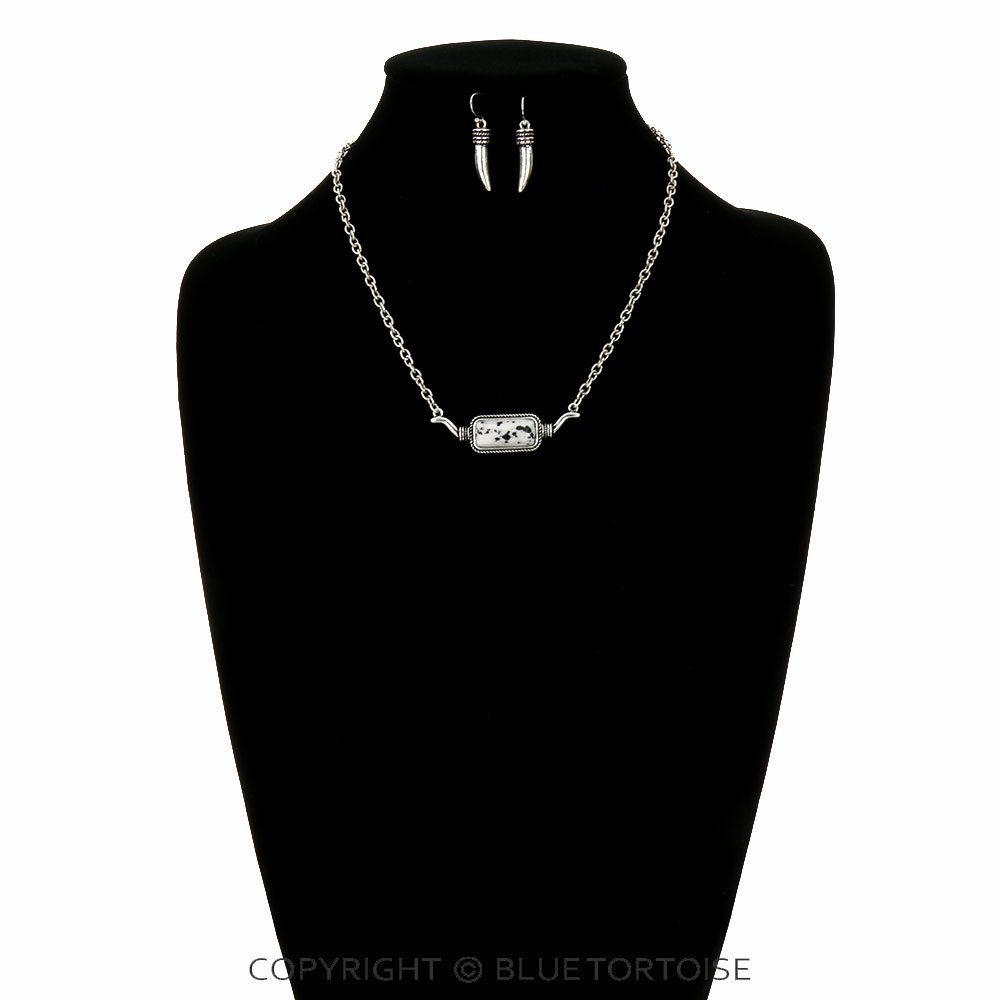 Western Steer Horn Pendant Necklace Set - Image 2
