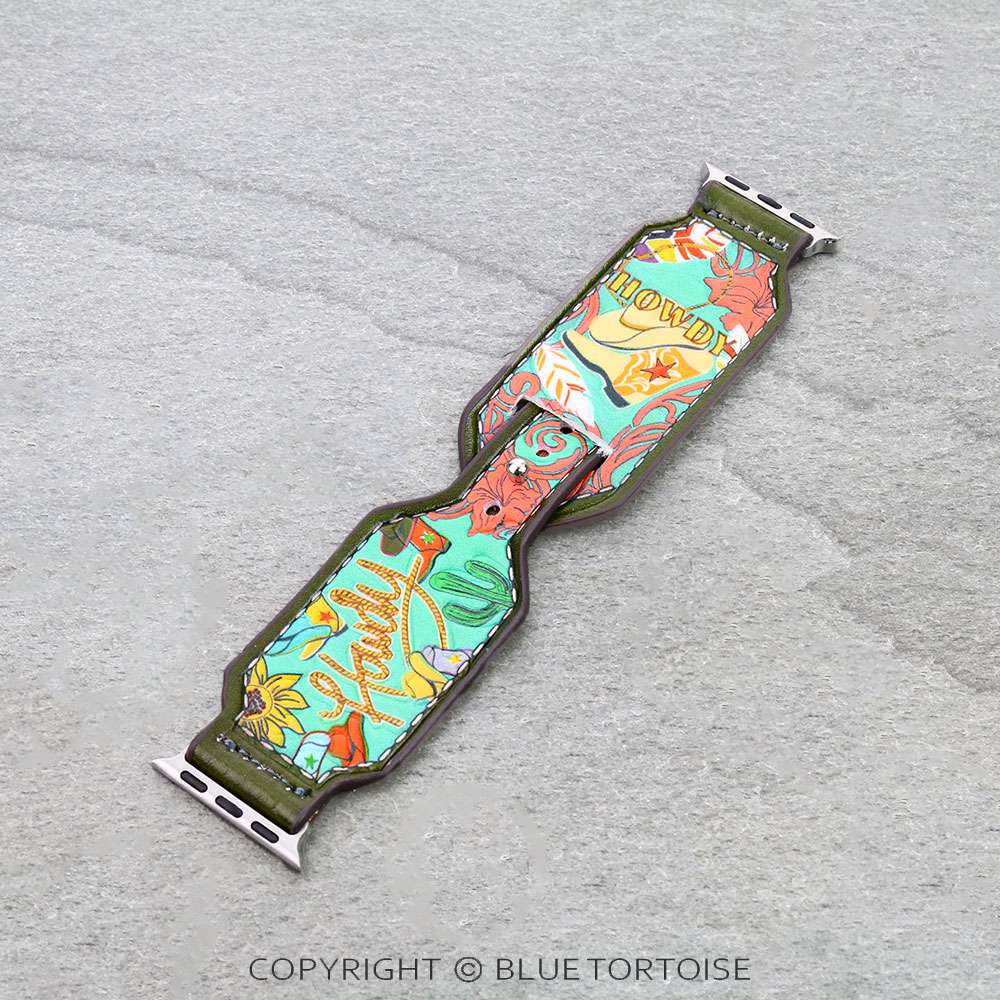 Western "Howdy" Tooled Leather Apple Watch Band