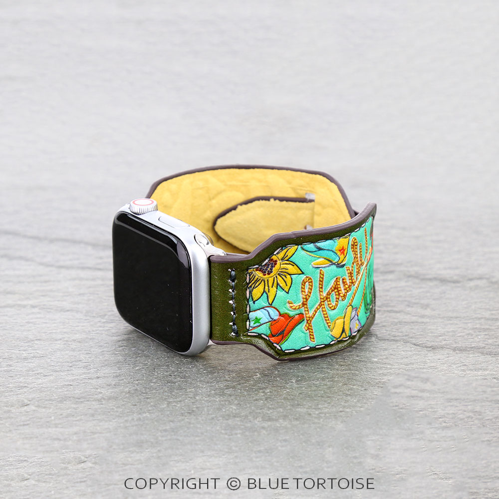 Western "Howdy" Tooled Leather Apple Watch Band - Image 2