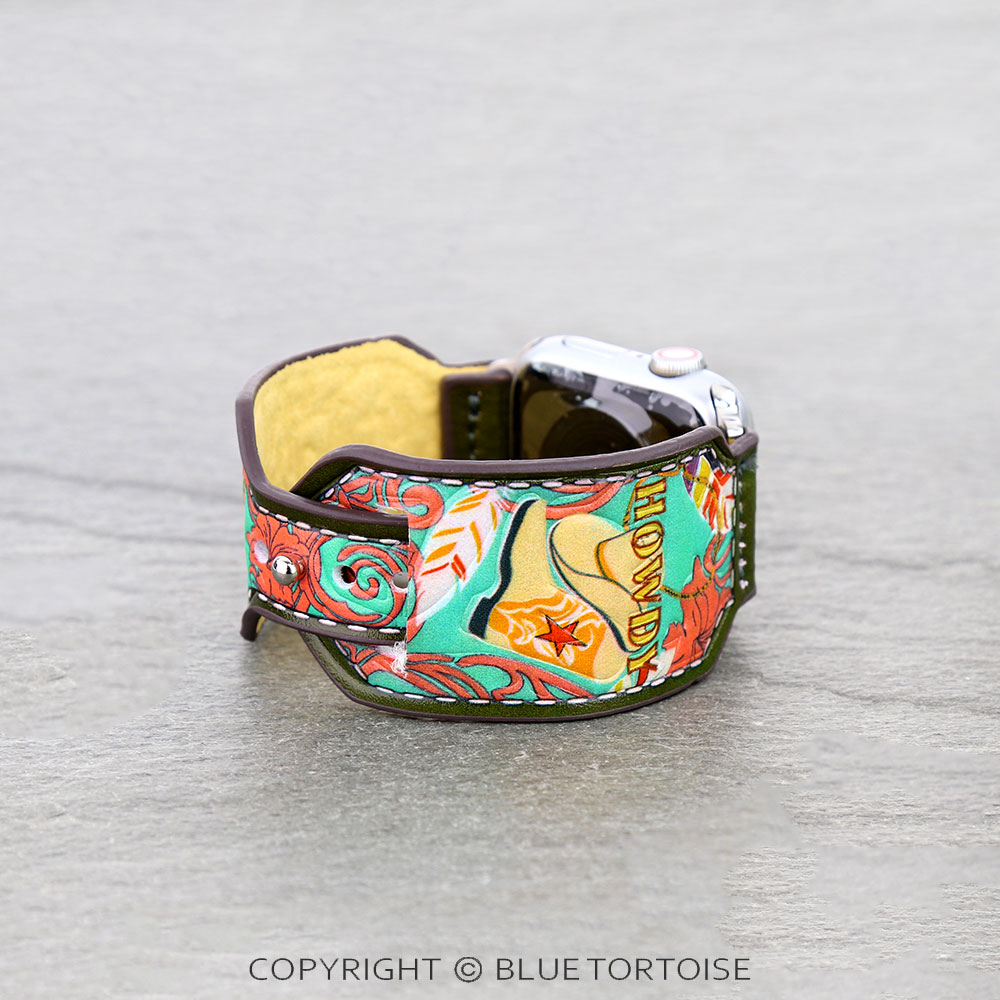 Western "Howdy" Tooled Leather Apple Watch Band - Image 3