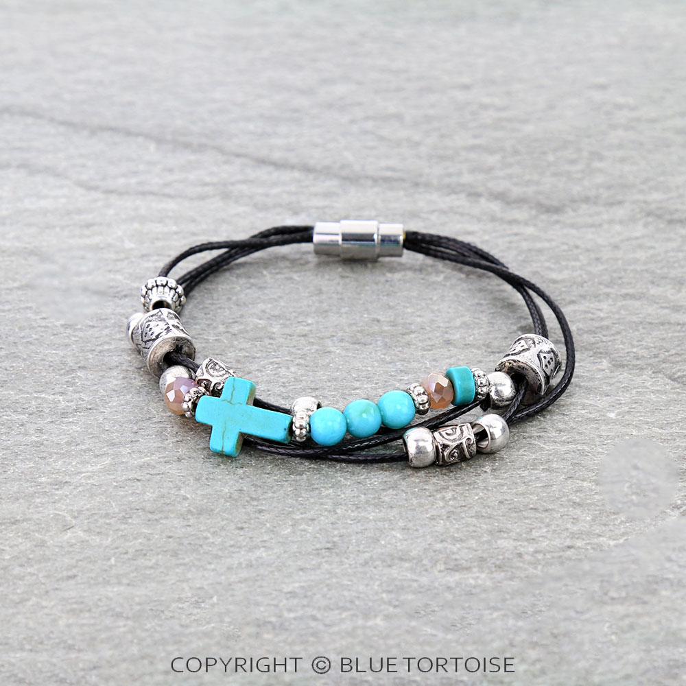Western Cross Stone Magnetic Bracelet