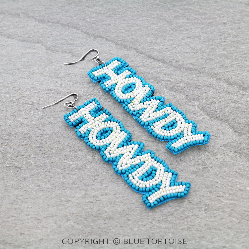 Fun Seed Bead "HOWDY" Dangle Earrings