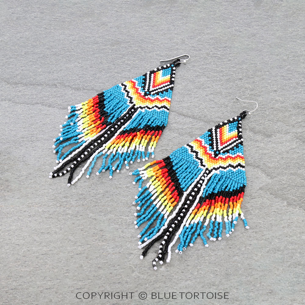 4.75" Western Seed Bead Fringe Dangle Earrings