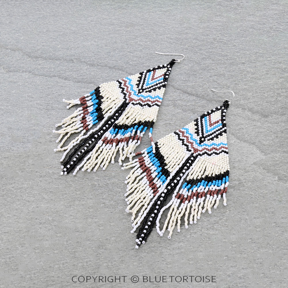 4.75" Western Seed Bead Fringe Dangle Earrings