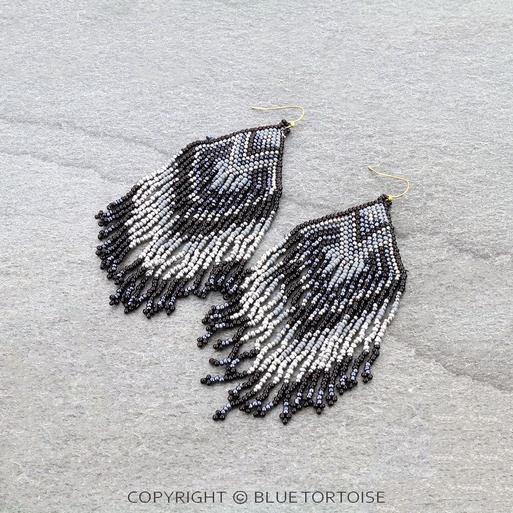 4" Western Seed Bead Fringe Dangle Earrings