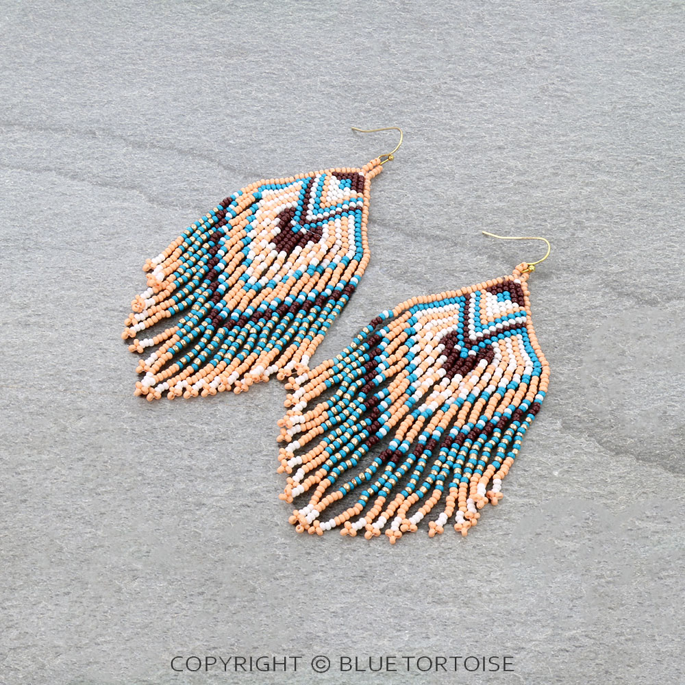 4" Western Seed Bead Fringe Dangle Earrings