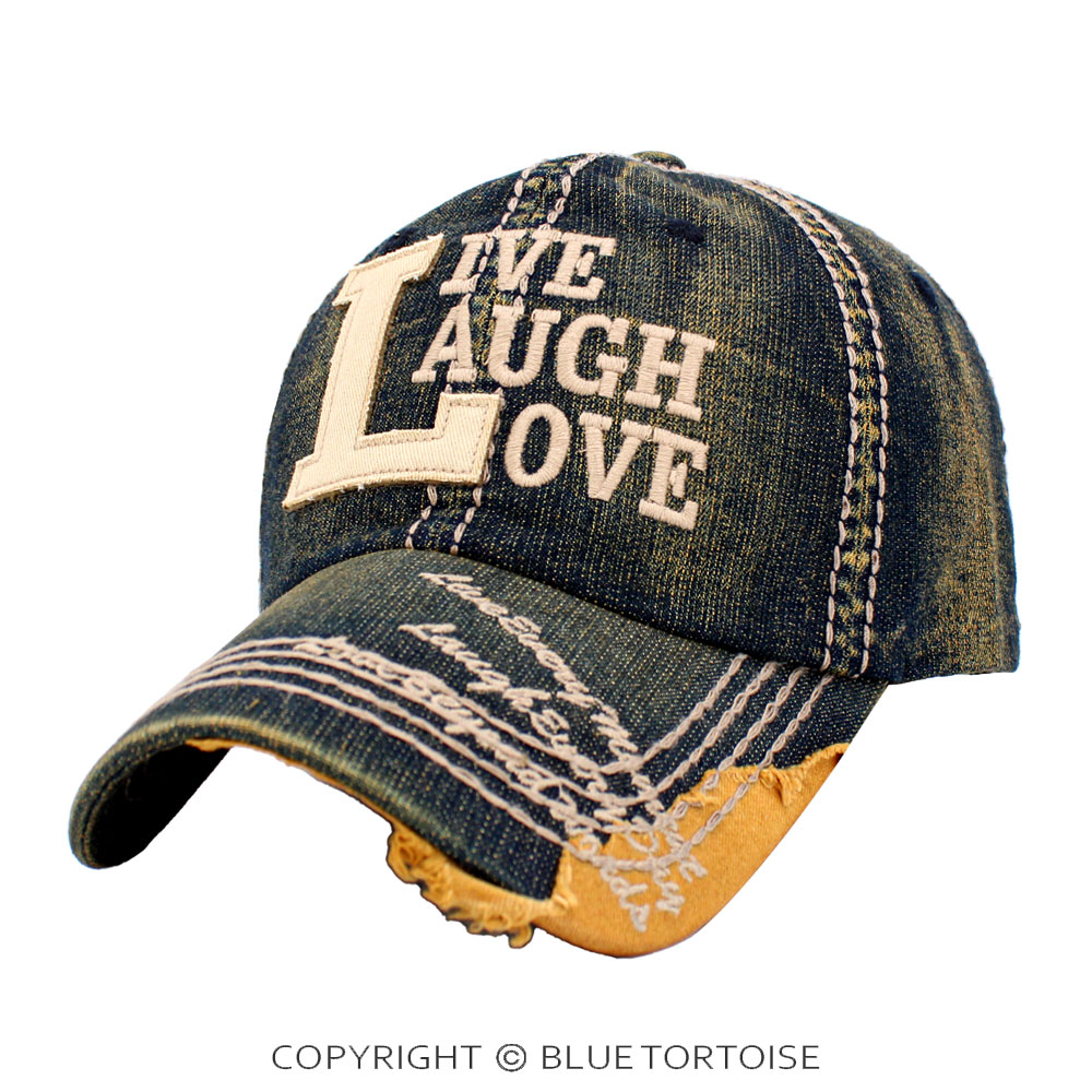"LIVE LAUGH LOVE" Washed Cotton Vintage Ball Cap