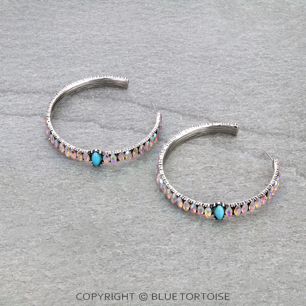 Western Stone Hoop Earrings