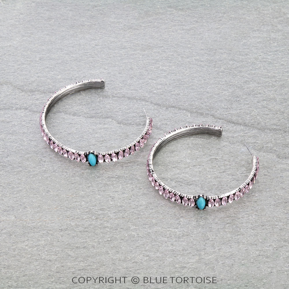 Western Stone Hoop Earrings