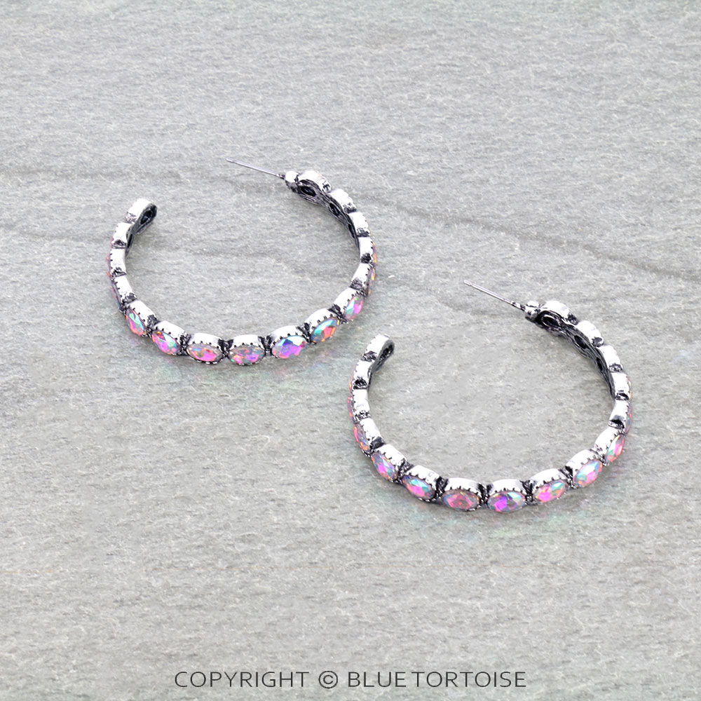 Western Stone Hoop Earrings