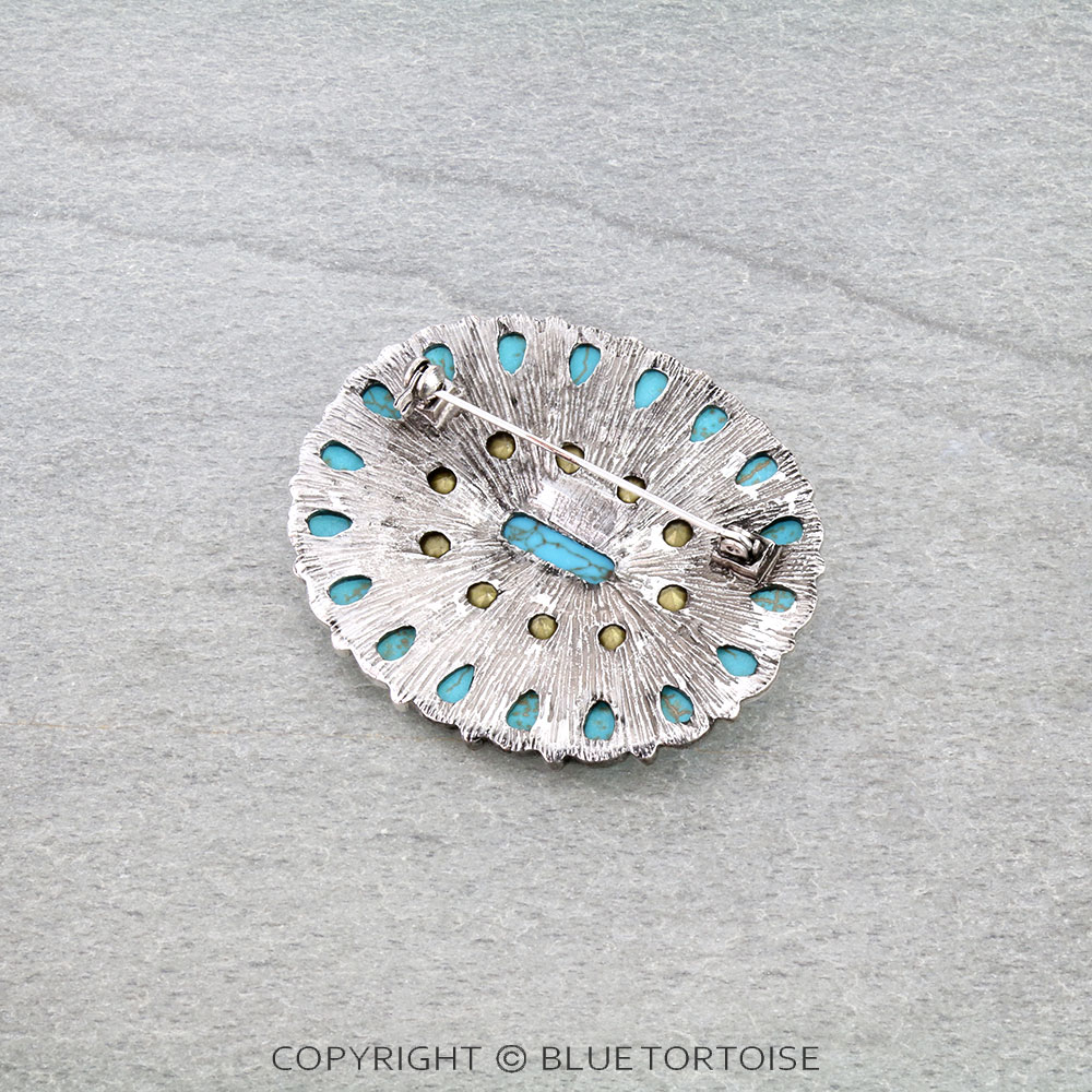 Western Concho Stone Brooch Pin - Image 2