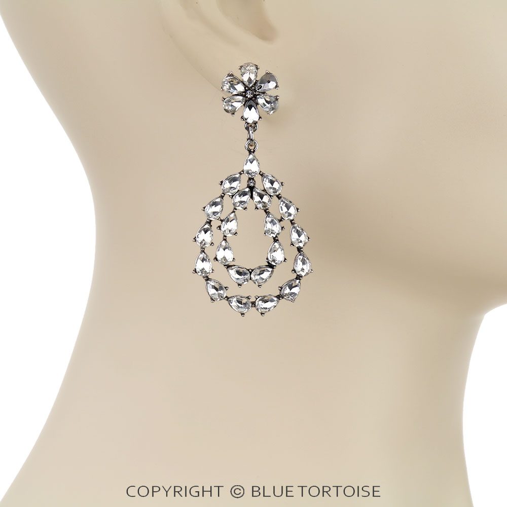 Western Teardrop Shape Stone Stud Earrings - Image 2