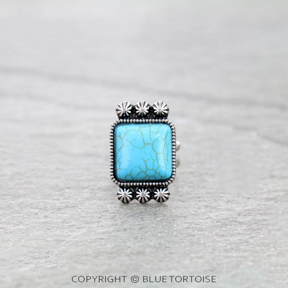 Western Square Stone Cuff Ring