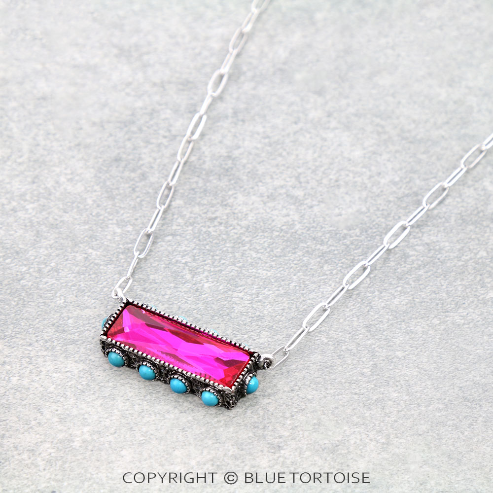 Bar Stone Pendant Necklace - Image 3