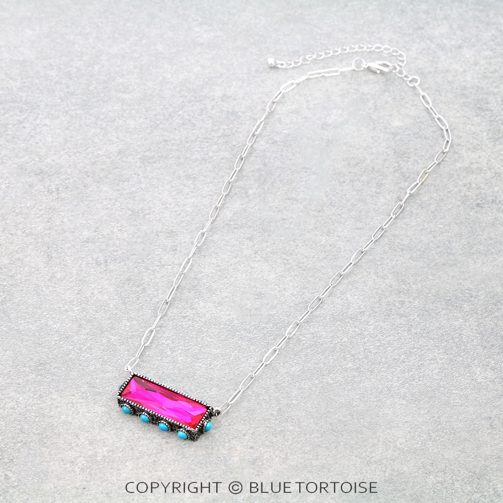Bar Stone Pendant Necklace