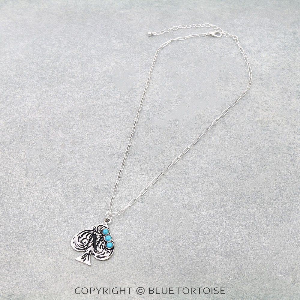 Initial “N” Spade Pendant Necklace