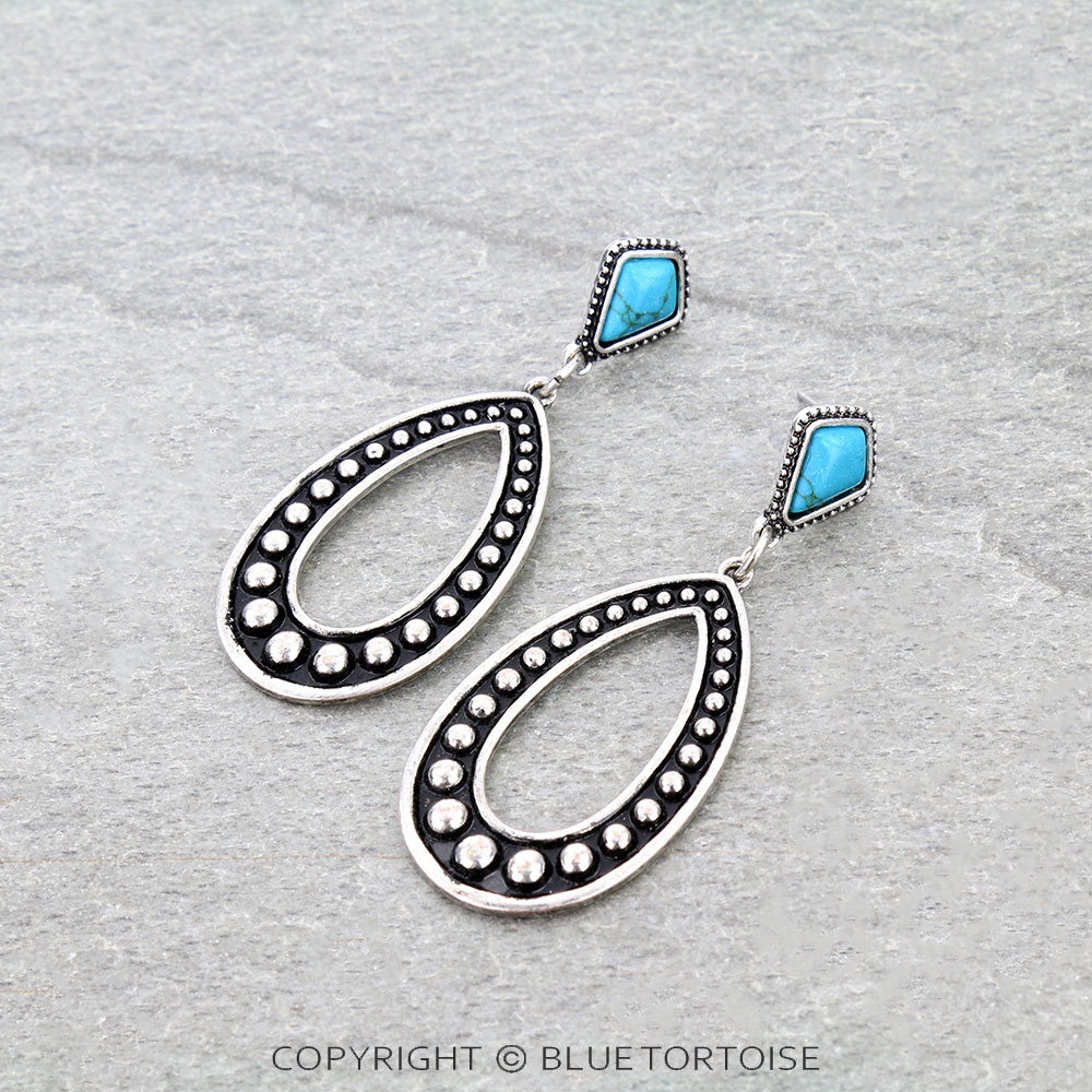 Western Teardrop Stone Stud Earrings