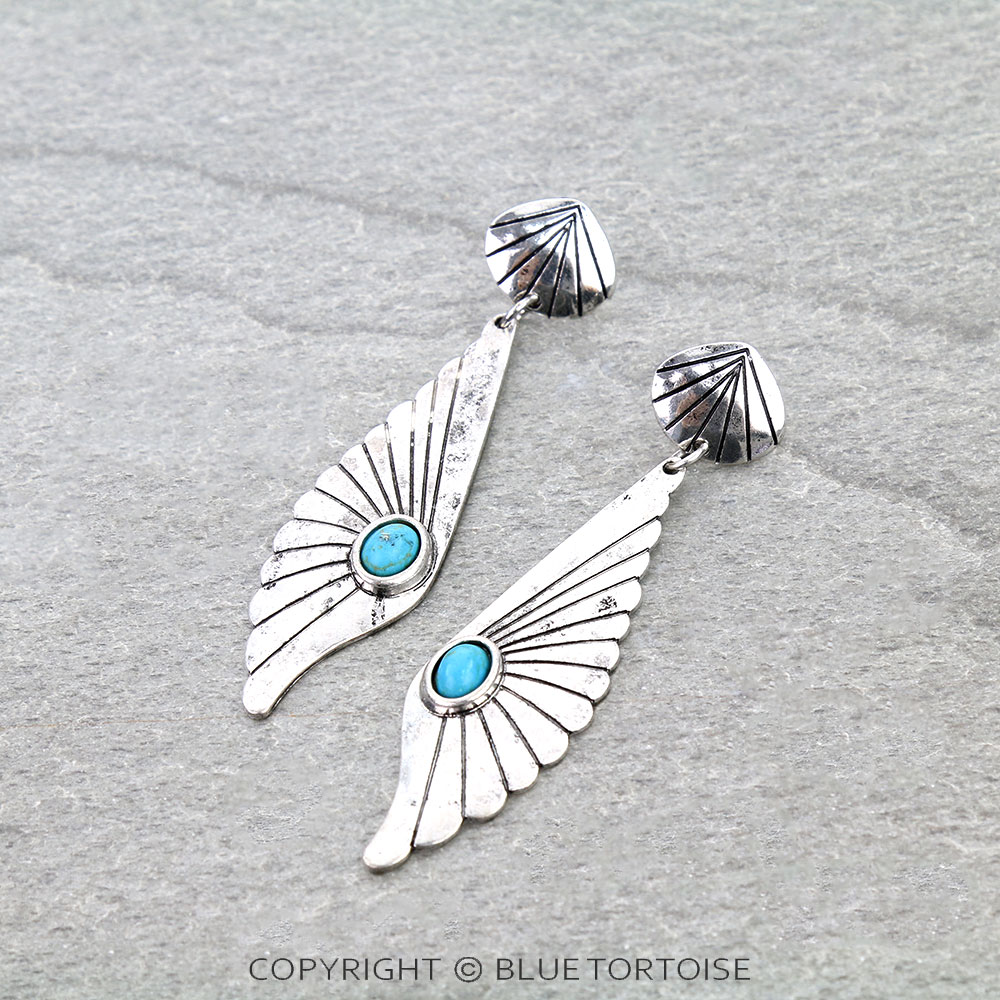 Western Fan Shape Stone Stud Earrings