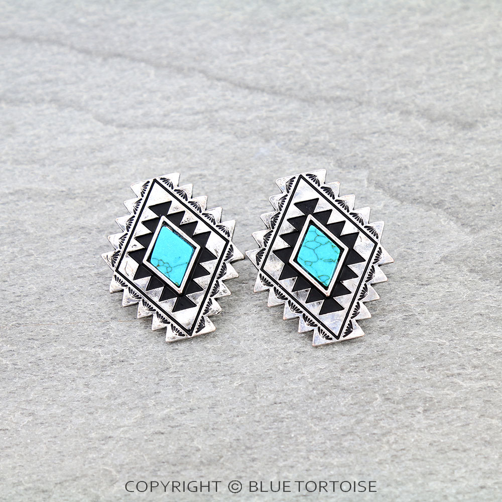 Western Aztec Stone Stud Earrings
