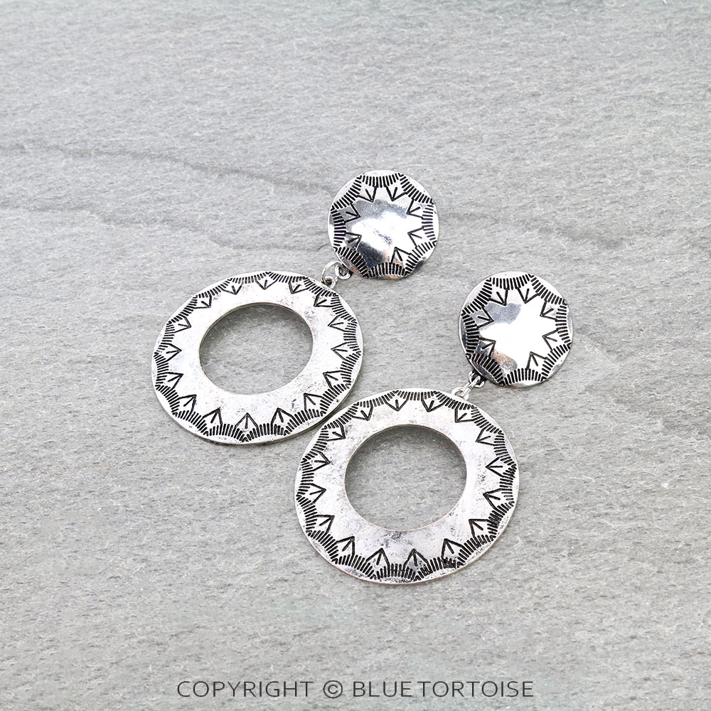 Western Metal Circle Stud Earrings