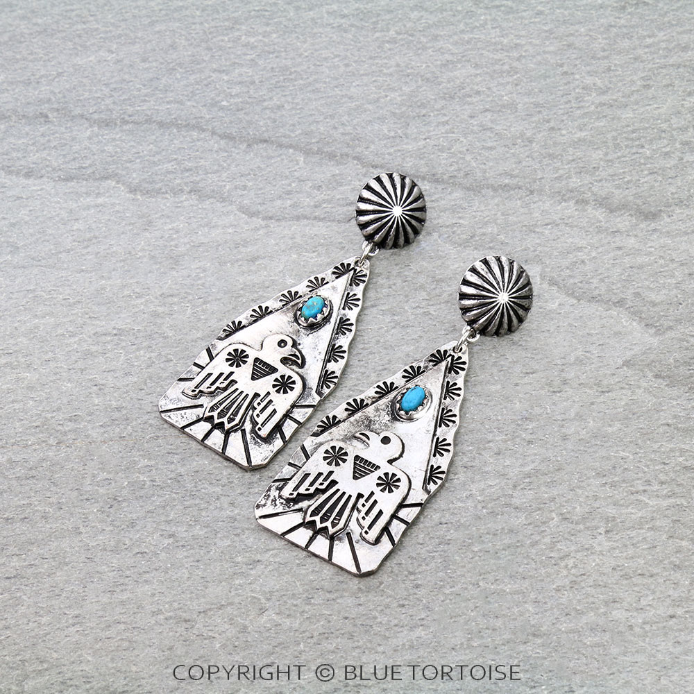 Western Hammered Thunderbird Stud Earrings