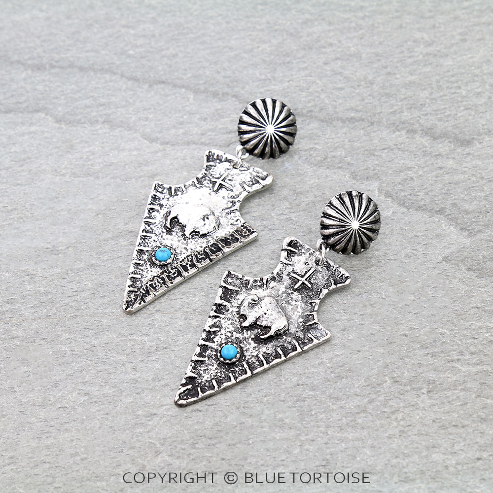 Western Hammered Buffalo Stud Earrings
