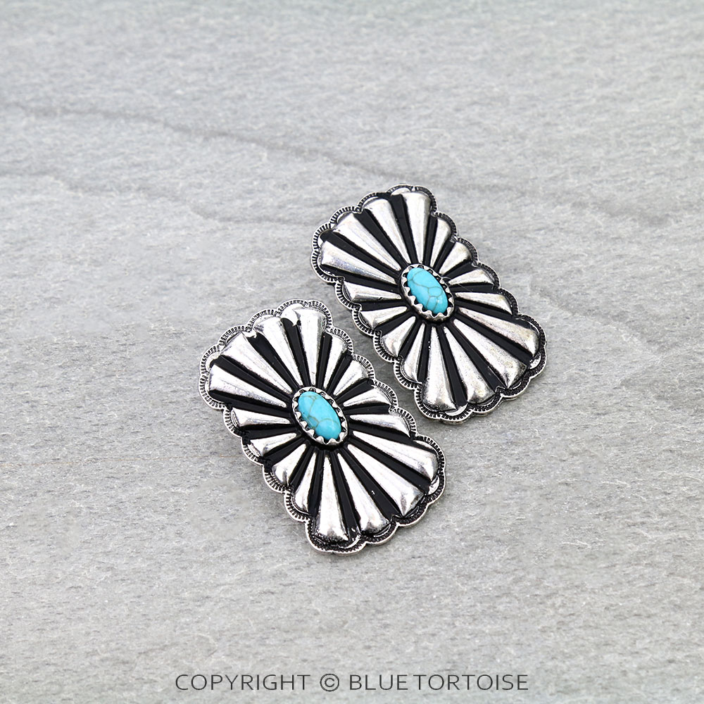 Western Rectangle Concho Stud Earrings - Image 3