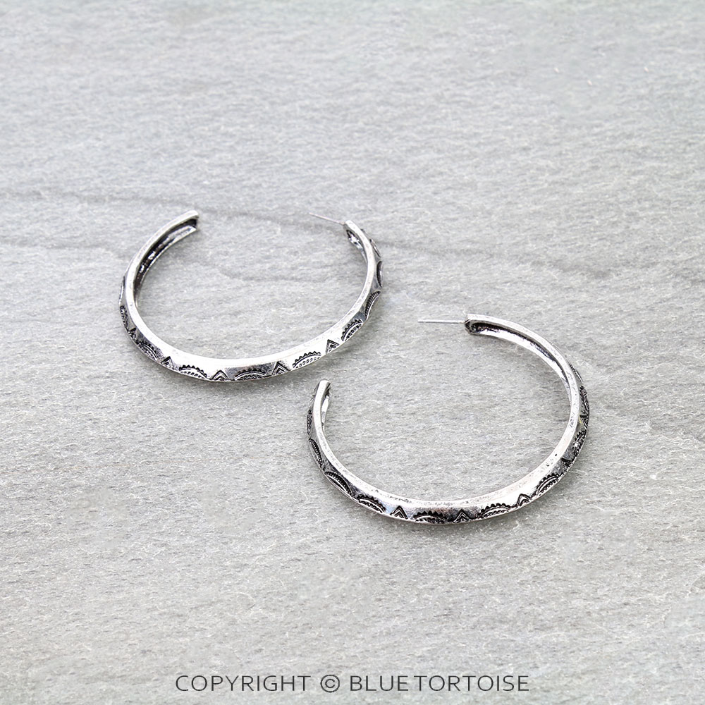 Western Engraved Hoop Earrings