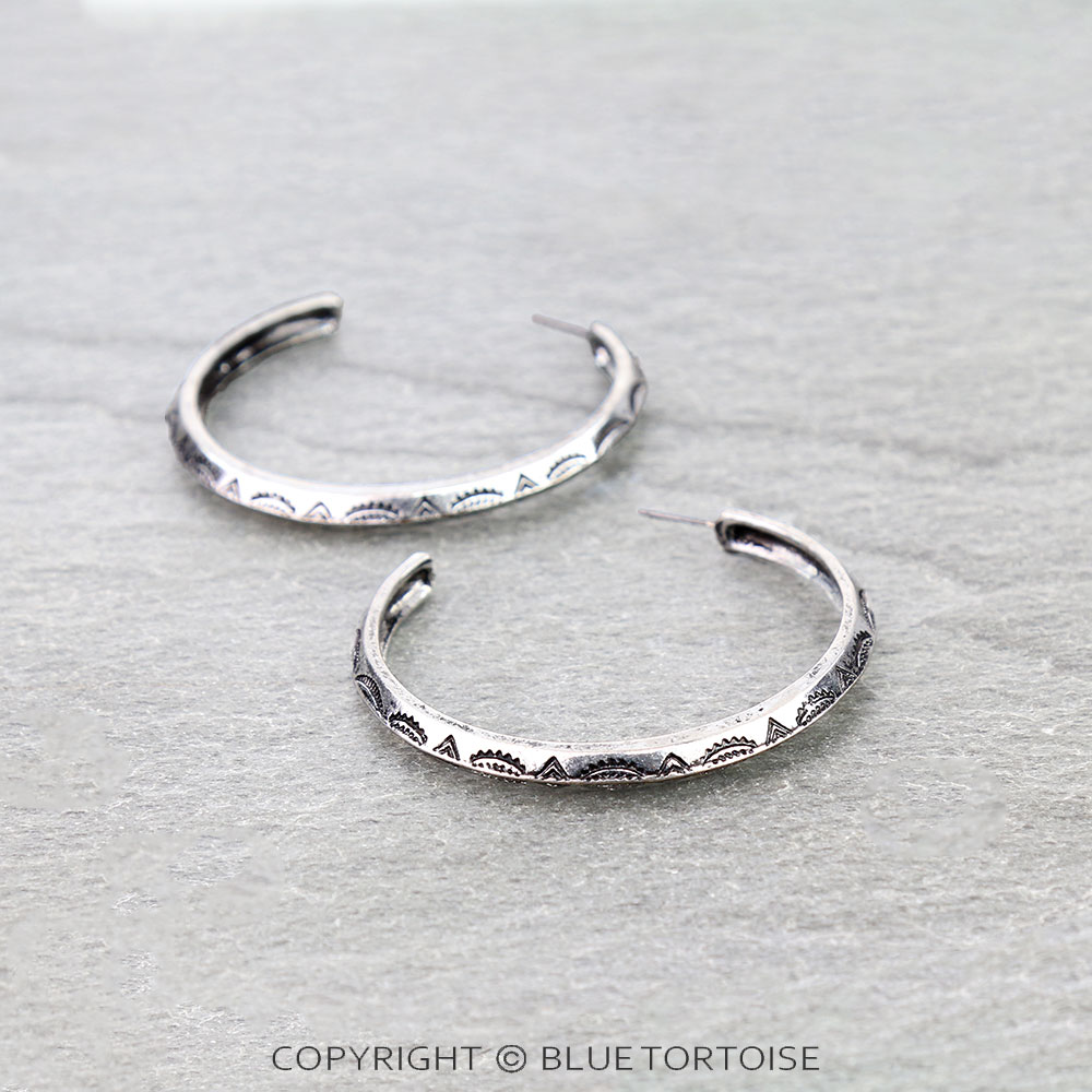 Western Engraved Hoop Earrings - Image 3