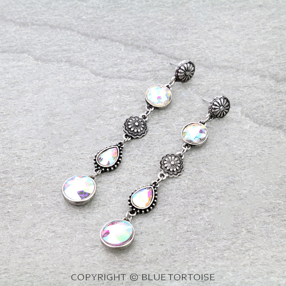 Western Concho Stone Stud Earrings