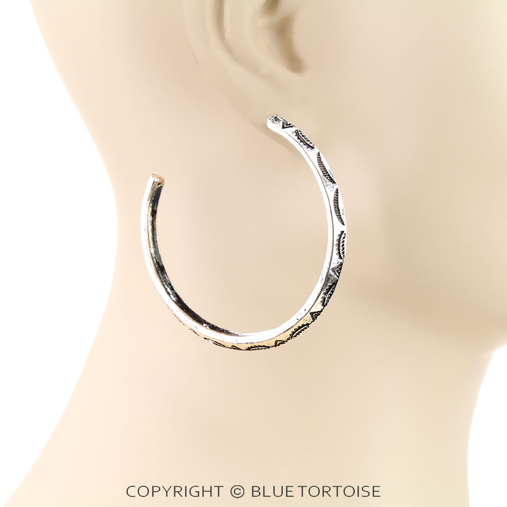 Western Engraved Hoop Earrings - Image 2
