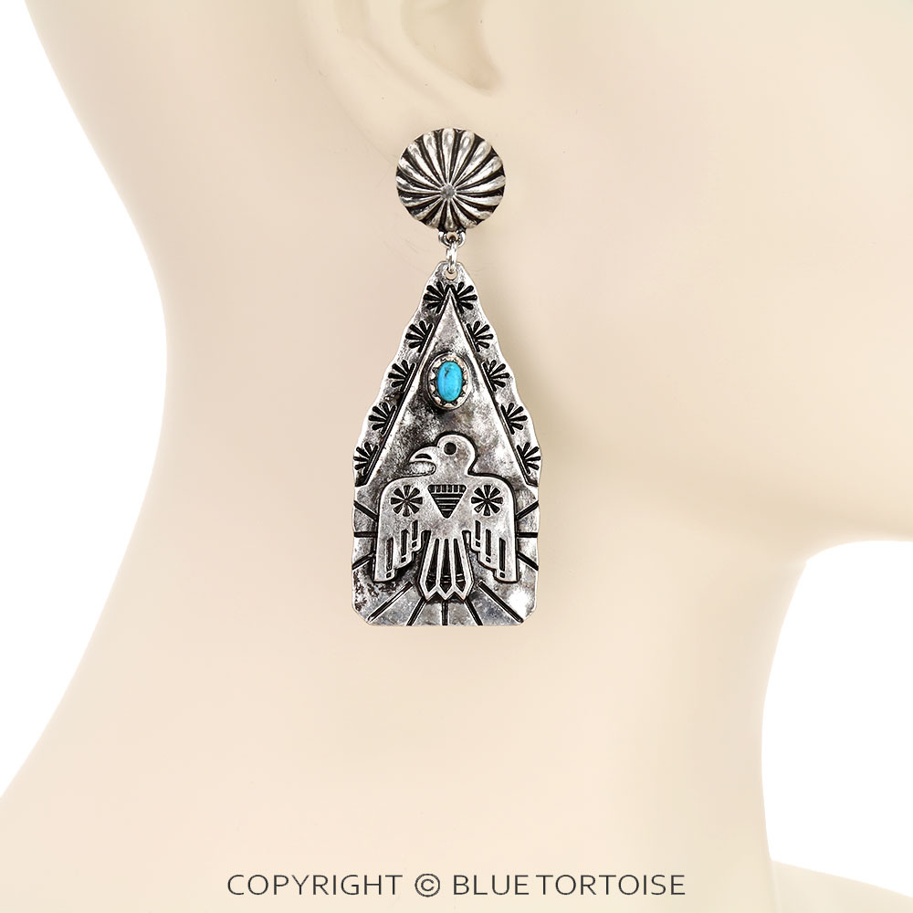 Western Hammered Thunderbird Stud Earrings - Image 2